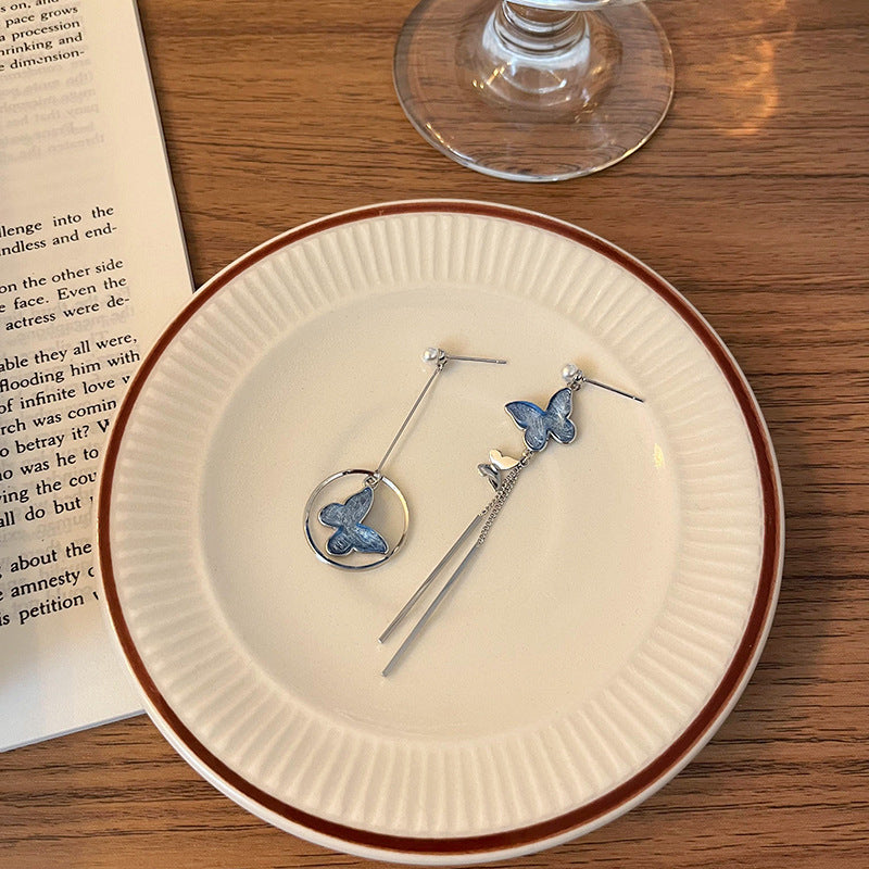 Wholesale Blue Butterfly Alloy Earrings